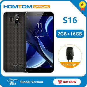 Original versio HOMTOM S16 Fingerprint Mobile Phone Android 5.5" Screen 2G RAM 16G ROM 13MP MTK6580 Quad-Core 3000mAh Smartphone