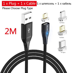 USLION Magnetic Fast Cable Micro USB Charging Phone Android Data Cable Wire Magnet Charger For Samsung Xiaomi Huawei Mobile 3A