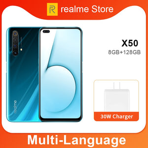 realme X50 X 50 5G 8GB 128GB 6.57'' Moblie Phone Snapdragon 765G Octa Core 64MP Quad Camera Cellphone VOOC 30W Fast Charger